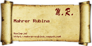Mahrer Rubina névjegykártya
